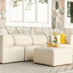 Big Joe - Patio 5-Piece Sectional Couch, Terra Bask -Clean Pool Supply Patio 5 Piece Sectional Couch Terra Bask 2