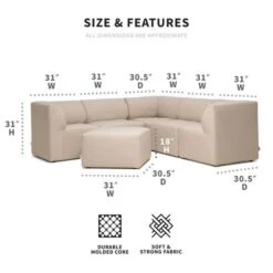 Big Joe - Patio 6-Piece Sectional Couch, Terra Bask -Clean Pool Supply Patio 6 Piece Sectional Couch Terra Bask 1