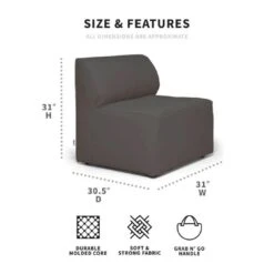 Big Joe - Patio Armless Chair, Castor Gray -Clean Pool Supply Patio Armless Chair Castor Gray 3