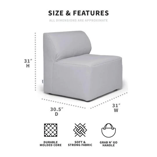 Big Joe - Patio Armless Chair, Light Gray 4 Big Joe - Patio Armless Chair, Light Gray - Image 2