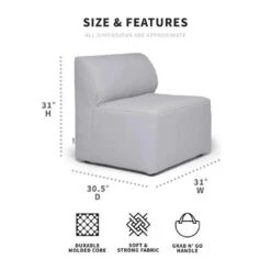Big Joe - Patio Armless Chair, Light Gray 9 Big Joe - Patio Armless Chair, Light Gray -Clean Pool Supply Patio Armless Chair Light Gray 3