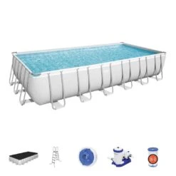 Bestway - Power Steel 24' X 12' X 52" Rectangle Above Ground Pool Set -Clean Pool Supply Power Steel 24 x 12 x 52 Rectangle Above Ground Pool Set 3