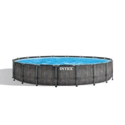 Intex - Prism Frame Greywood Above Ground Pool 18' Round X 48" Depth -Clean Pool Supply Prism Frame Greywood Above Ground Pool 18 Round x 48 Depth 10