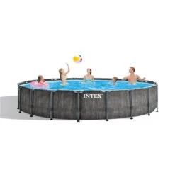 Intex - Prism Frame Greywood Above Ground Pool 18' Round X 48" Depth -Clean Pool Supply Prism Frame Greywood Above Ground Pool 18 Round x 48 Depth 7