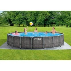 Intex - Prism Frame Greywood Above Ground Pool 18' Round X 48" Depth -Clean Pool Supply Prism Frame Greywood Above Ground Pool 18 Round x 48 Depth 8