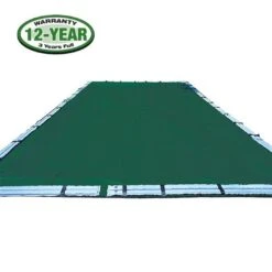 Polar Plus 16' X 32' Rectangle Right Side Step Winter Pool Cover With 13 Blue 8 Ft. Double Water Tubes -Clean Pool Supply Pro Strength Polar Plus Winter Pool Cover 16x32 ft Rectangle with Step Options 3
