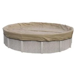 Polar Protector 28' Round Winter Pool Cover, 20 Year Warranty -Clean Pool Supply Round Polar Protector Above Ground Winter Pool Cover 20 Year Warranty Tan 10