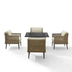Crosley - Southwick 5-Piece Outdoor Wicker Conversation Set With Fire Table -Clean Pool Supply Southwick 5 Piece Outdoor Wicker Conversation Set with Fire Table 3