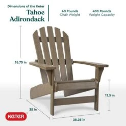 Keter - Tahoe Adirondack Chair, Brown -Clean Pool Supply Tahoe Adirondack Chair Brown 3