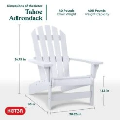 Keter - Tahoe Adirondack Chair, White -Clean Pool Supply Tahoe Adirondack Chair White 3