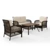 Crosley - Tribeca 4-Piece Outdoor Wicker Conversation Set, Brown KO70037BR-SA -Clean Pool Supply Tribeca 4 Piece Outdoor Wicker Conversation Set Brown KO70037BR SA