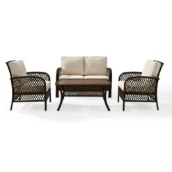 Crosley - Tribeca 4-Piece Outdoor Wicker Conversation Set, Brown KO70037BR-SA -Clean Pool Supply Tribeca 4 Piece Outdoor Wicker Conversation Set Brown KO70037BR SA 14