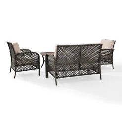 Crosley - Tribeca 4-Piece Outdoor Wicker Conversation Set, Brown KO70037BR-SA -Clean Pool Supply Tribeca 4 Piece Outdoor Wicker Conversation Set Brown KO70037BR SA 16