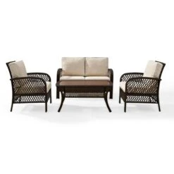 Crosley - Tribeca 4-Piece Outdoor Wicker Conversation Set, Brown KO70037BR-SA -Clean Pool Supply Tribeca 4 Piece Outdoor Wicker Conversation Set Brown KO70037BR SA 3