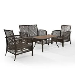 Crosley - Tribeca 4-Piece Outdoor Wicker Conversation Set, Brown KO70037BR-SA -Clean Pool Supply Tribeca 4 Piece Outdoor Wicker Conversation Set Brown KO70037BR SA 6