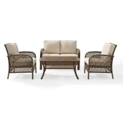 Crosley - Tribeca 4-Piece Outdoor Wicker Conversation Set, Brown KO70037DW-SA -Clean Pool Supply Tribeca 4 Piece Outdoor Wicker Conversation Set Brown KO70037DW SA 1