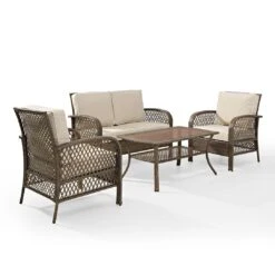 Crosley - Tribeca 4-Piece Outdoor Wicker Conversation Set, Brown KO70037DW-SA -Clean Pool Supply Tribeca 4 Piece Outdoor Wicker Conversation Set Brown KO70037DW SA 11