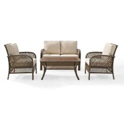 Crosley - Tribeca 4-Piece Outdoor Wicker Conversation Set, Brown KO70037DW-SA -Clean Pool Supply Tribeca 4 Piece Outdoor Wicker Conversation Set Brown KO70037DW SA 12