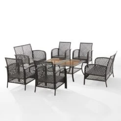 Crosley - Tribeca 8-Piece Outdoor Wicker Conversation Set, Brown -Clean Pool Supply Tribeca 8 Piece Outdoor Wicker Conversation Set Brown 15