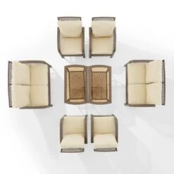 Crosley - Tribeca 8-Piece Outdoor Wicker Conversation Set, Driftwood -Clean Pool Supply Tribeca 8 Piece Outdoor Wicker Conversation Set Driftwood 14