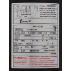 Century A.O. Smith - UST1102 C-Face 1 HP Up-Rated 56J Pool And Spa Pump Motor 19 Century A.O. Smith - UST1102 C-Face 1 HP Up-Rated 56J Pool And Spa Pump Motor -Clean Pool Supply UST1102 C Face 1 HP Up Rated 56J Pool and Spa Pump Motor 7