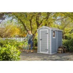 Keter - Manor 4x6 Resin Storage Shed, Grey/White -Clean Pool Supply White 17