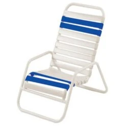 Windward Design Group - Classic Blue/White Vinyl Strap Sand Chair, 4-Pack -Clean Pool Supply White Vinyl Strap Sand Chair 4 Pack 3